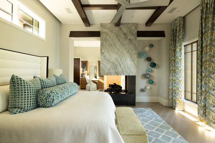 Primary bedroom of a custom home, built by Gabriel Builders (view 2).
