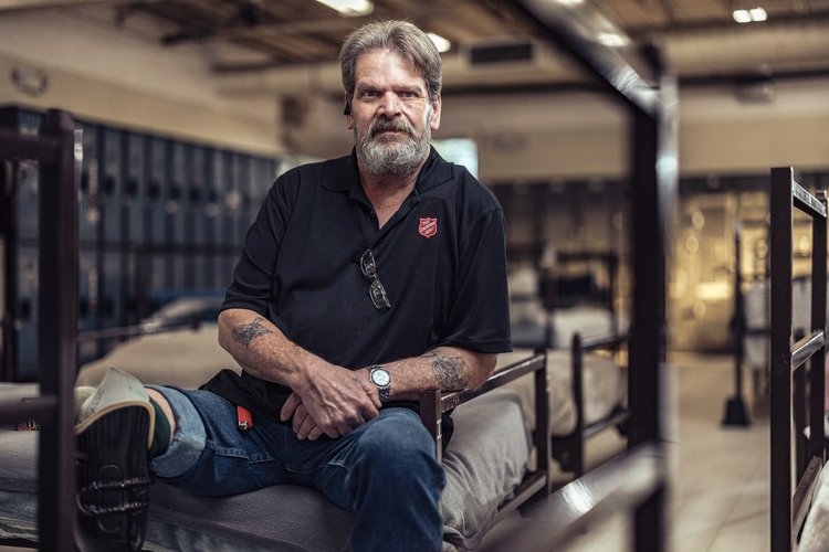 Documentary portrait at a Salvation Army shelter, editorial story