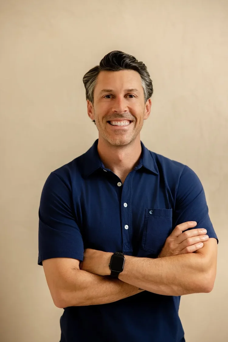 Professional LinkedIn headshot in a navy shirt in Greenville SC