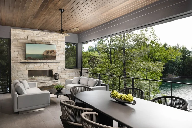 Porch of the Bright Water, built by Gabriel Builders.
