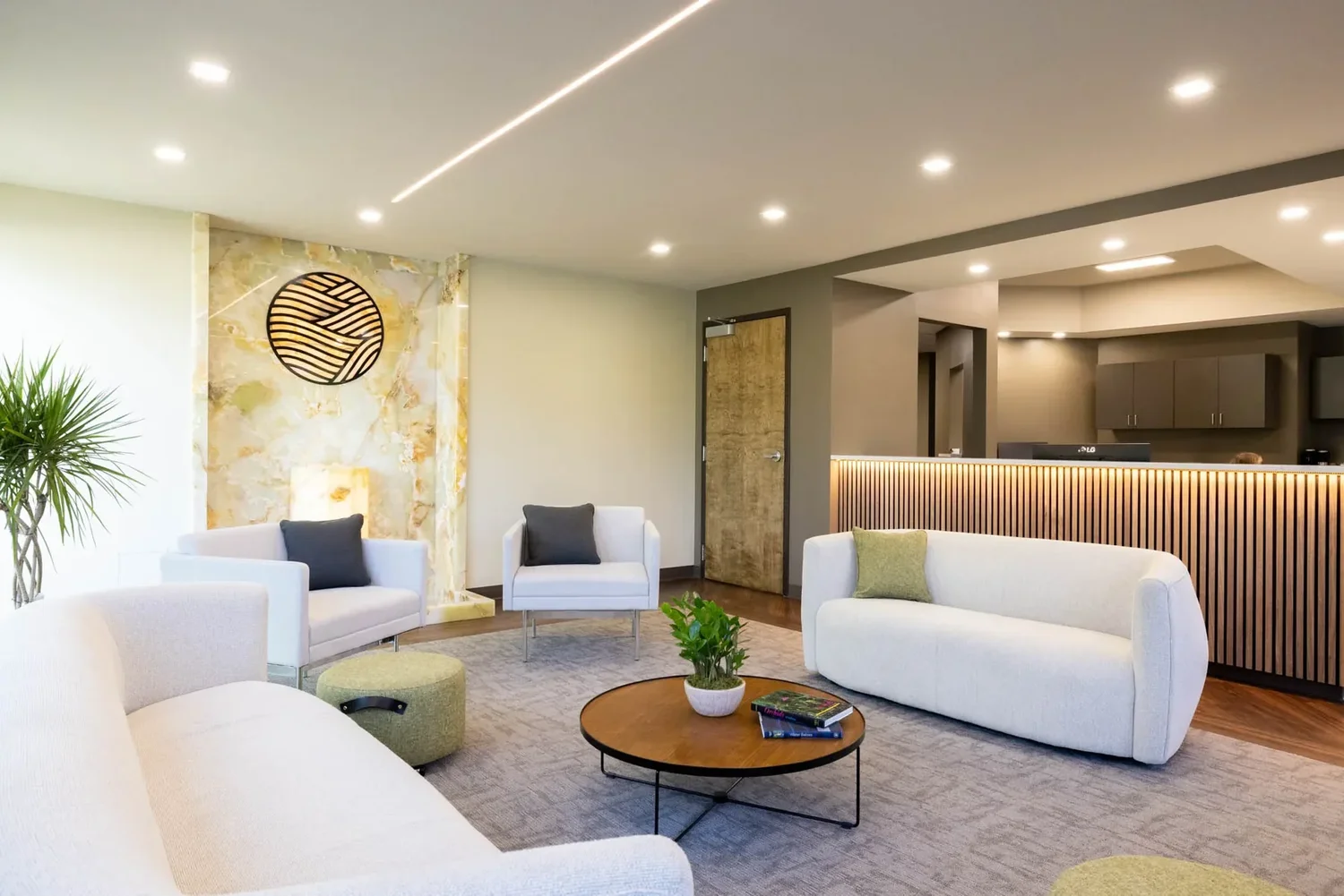 Modern medical lobby interior at a healthcare practice in Greenville, SC
