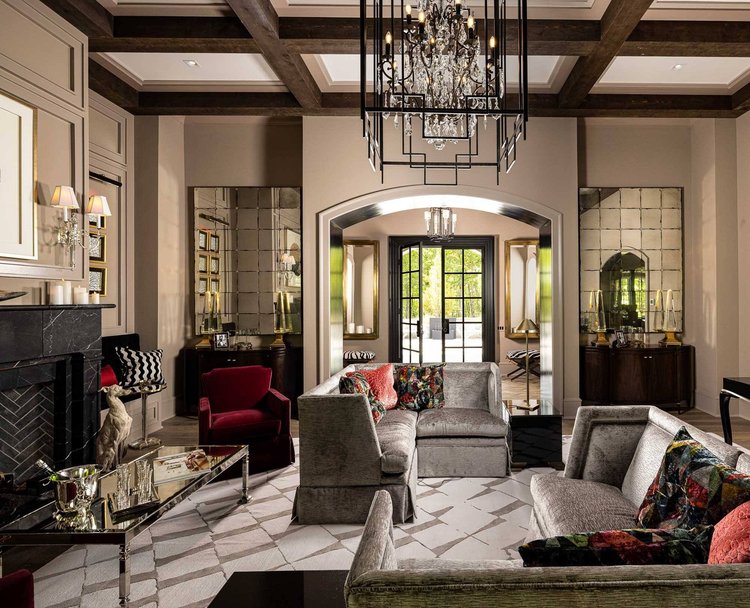 Living room of a custom home, interiors by Villa Verona Design (view 2).