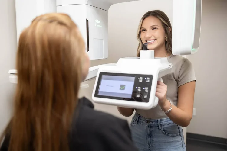 Dental patient receiving an advanced imaging scan