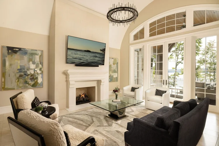 Living room of a custom home, built by Gabriel Builders.