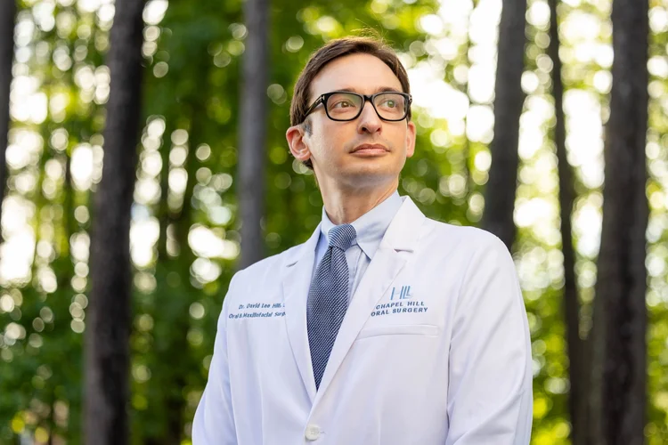 Dr. David Hill of Chapel Hill Oral Surgery, outdoor environmental portrait