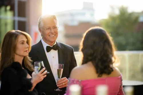 Outdoor terrace cocktail reception in Greenville, SC