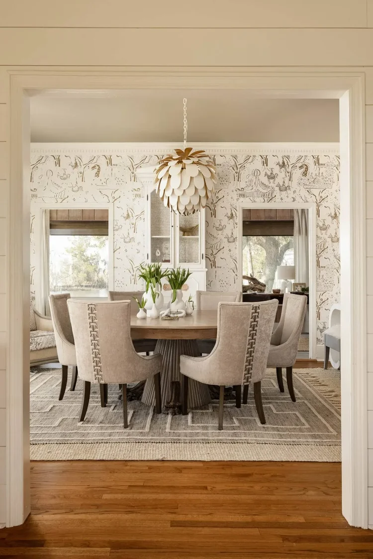 Dining room in a luxury custom home in Greenville, SC. Architectural photography by Jack Robert Connolly.