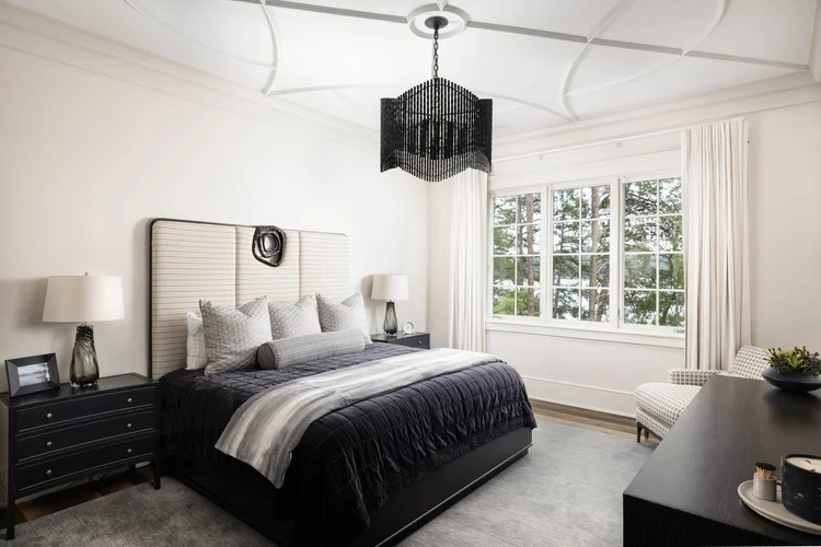 Primary suite of a custom home in Edgewater, built by Gabriel Builders.