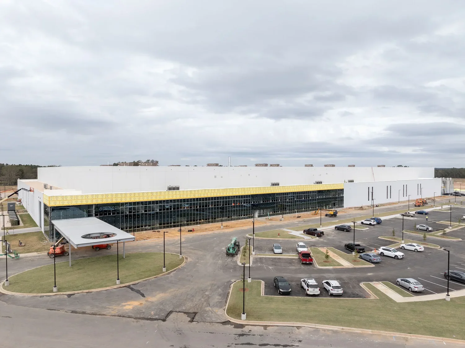 Aerial progress view of a Cooper Construction industrial build — commercial construction photography by Jack Robert.