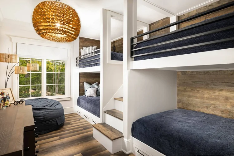 Bunk room of a custom home in Edgewater, built by Gabriel Builders.
