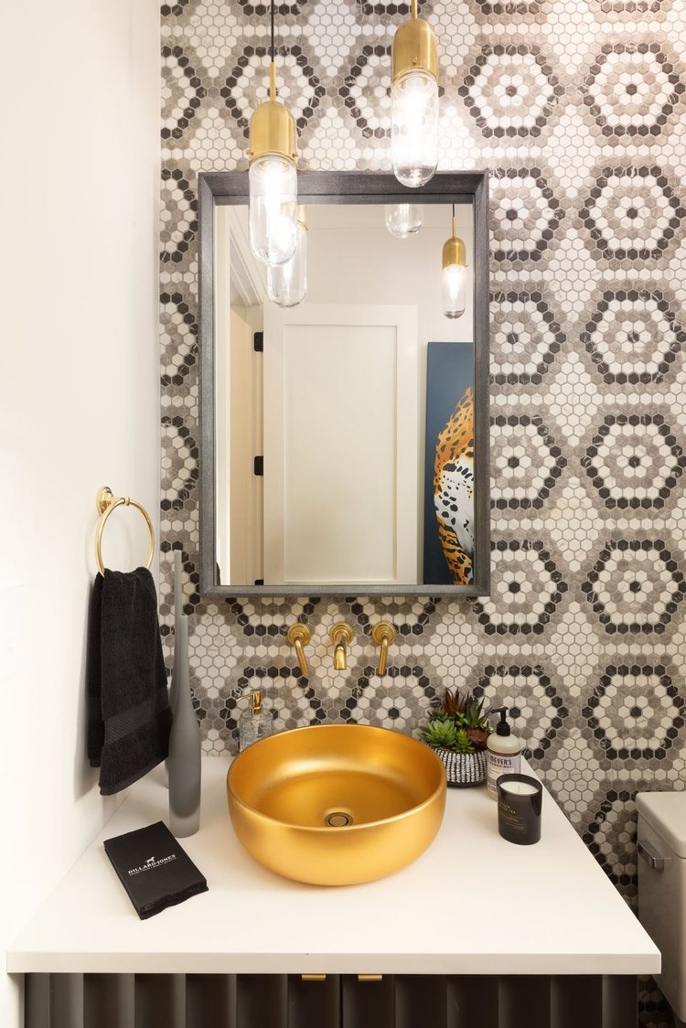 Powder room of a custom home, built by Dillard-Jones.