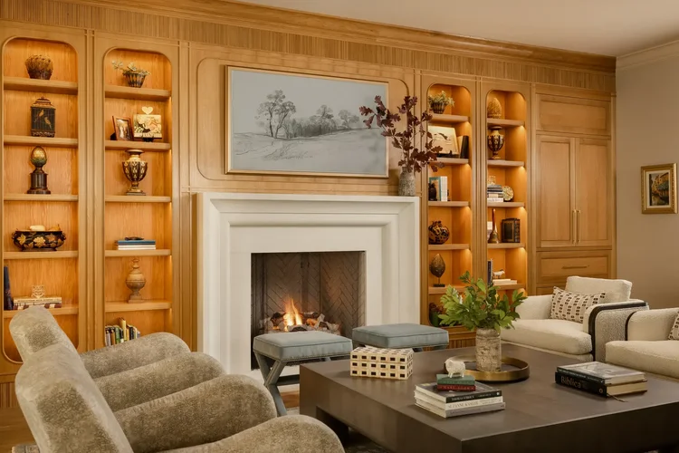 Living room of a custom home in Greenville, SC, interiors by Nandina Interior Design. Architectural photography by Jack Robert Connolly.