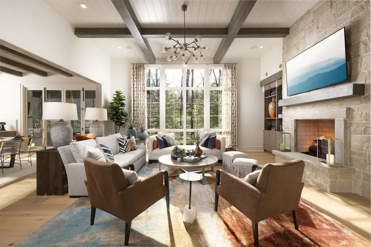 Living room of a custom home, built by Dillard-Jones (view 2).