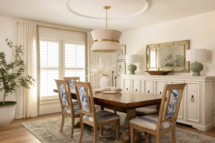 Dining room in a luxury custom home in Greenville, SC. Architectural photography by Jack Robert Connolly.