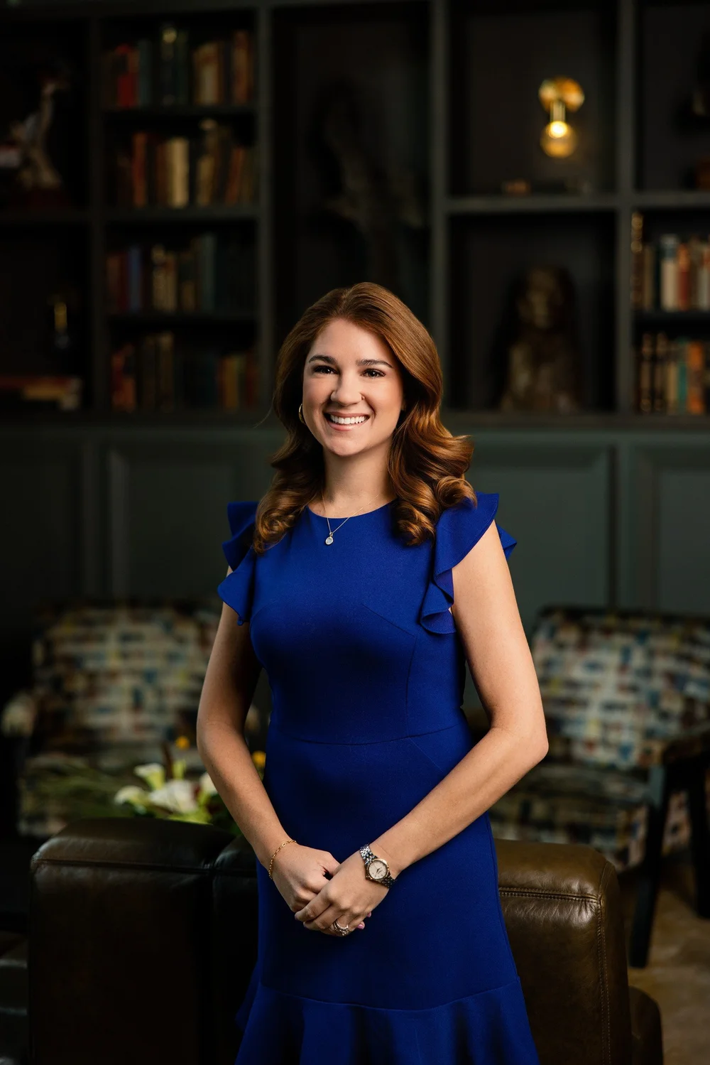 On-location outdoor attorney headshot of Genevieve Mendes Weaver, Clardy Law, Greenville, SC by Jack Robert Photo
