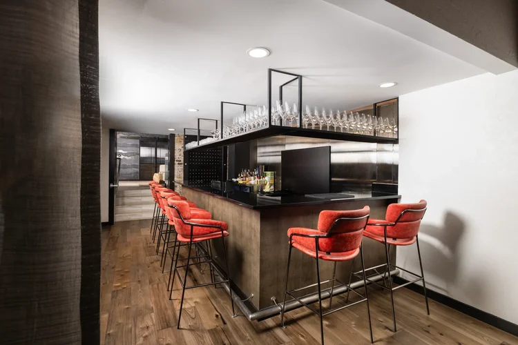 Interior of a bar in a commercial hospitality space — hospitality architecture photography by Jack Robert.