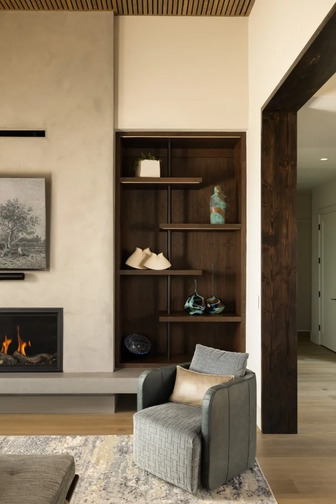 Living room detail of a custom home, interiors by Northside Interior Design.