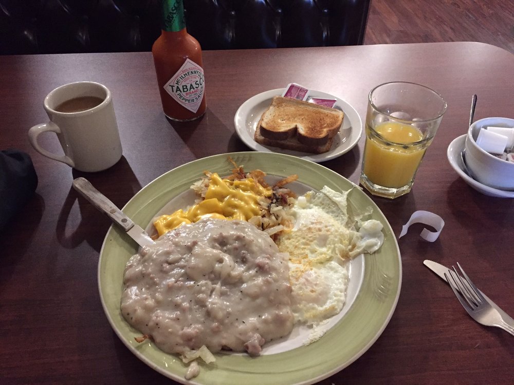 Steak & eggs smothered in sausage gravy, served with hash browns. All the calories and cholesterol you will need for a busy day.