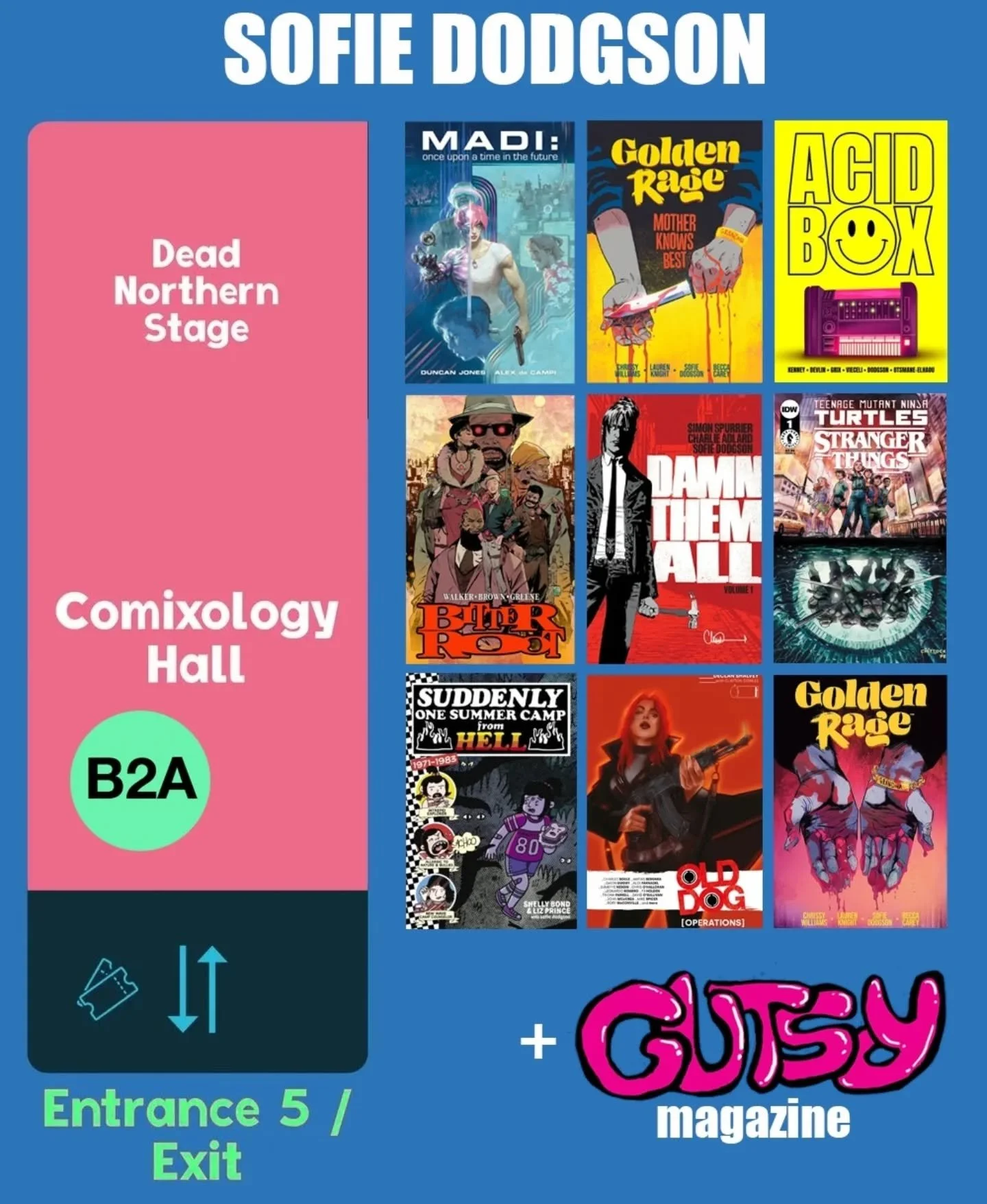 Hallo. I'll be at B2A in the Comixology Hall for @thoughtbubblefestival. Doing a fun panel about how to represent music in comics and also DJing at the midcon party. See you there 😜