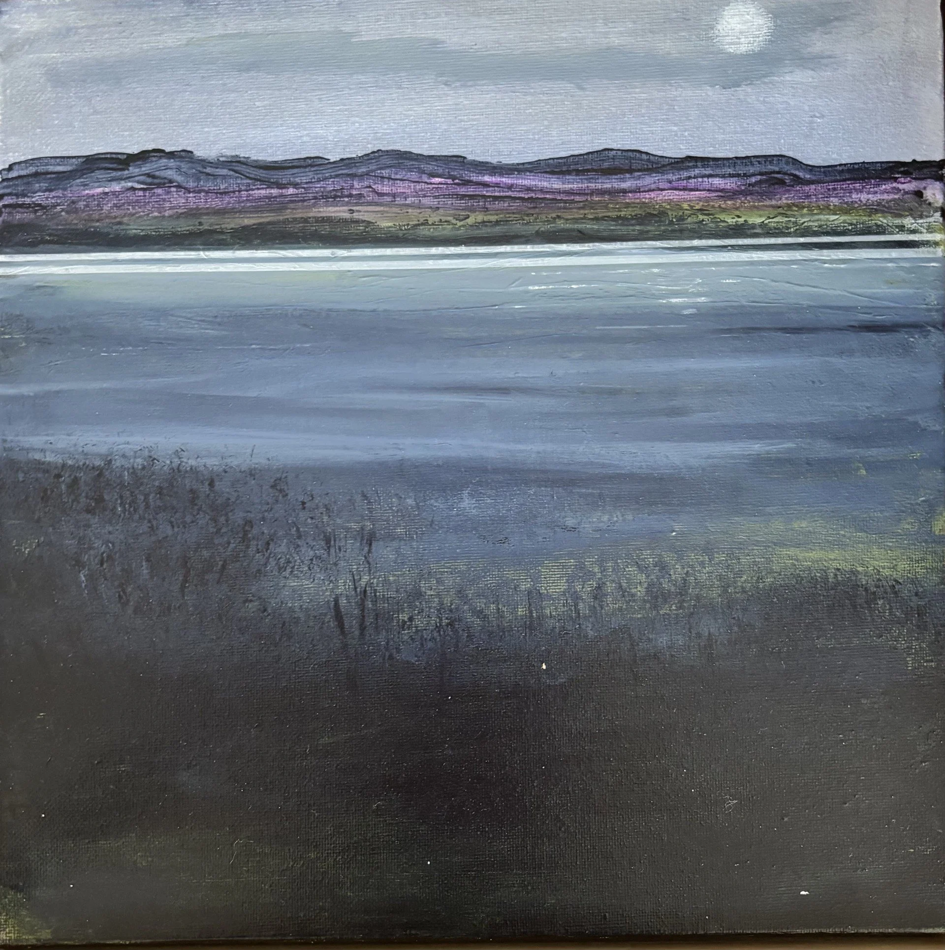 9 Dusk on Weereewa 30x30cm Acrylic on canvas Box frame.jpg