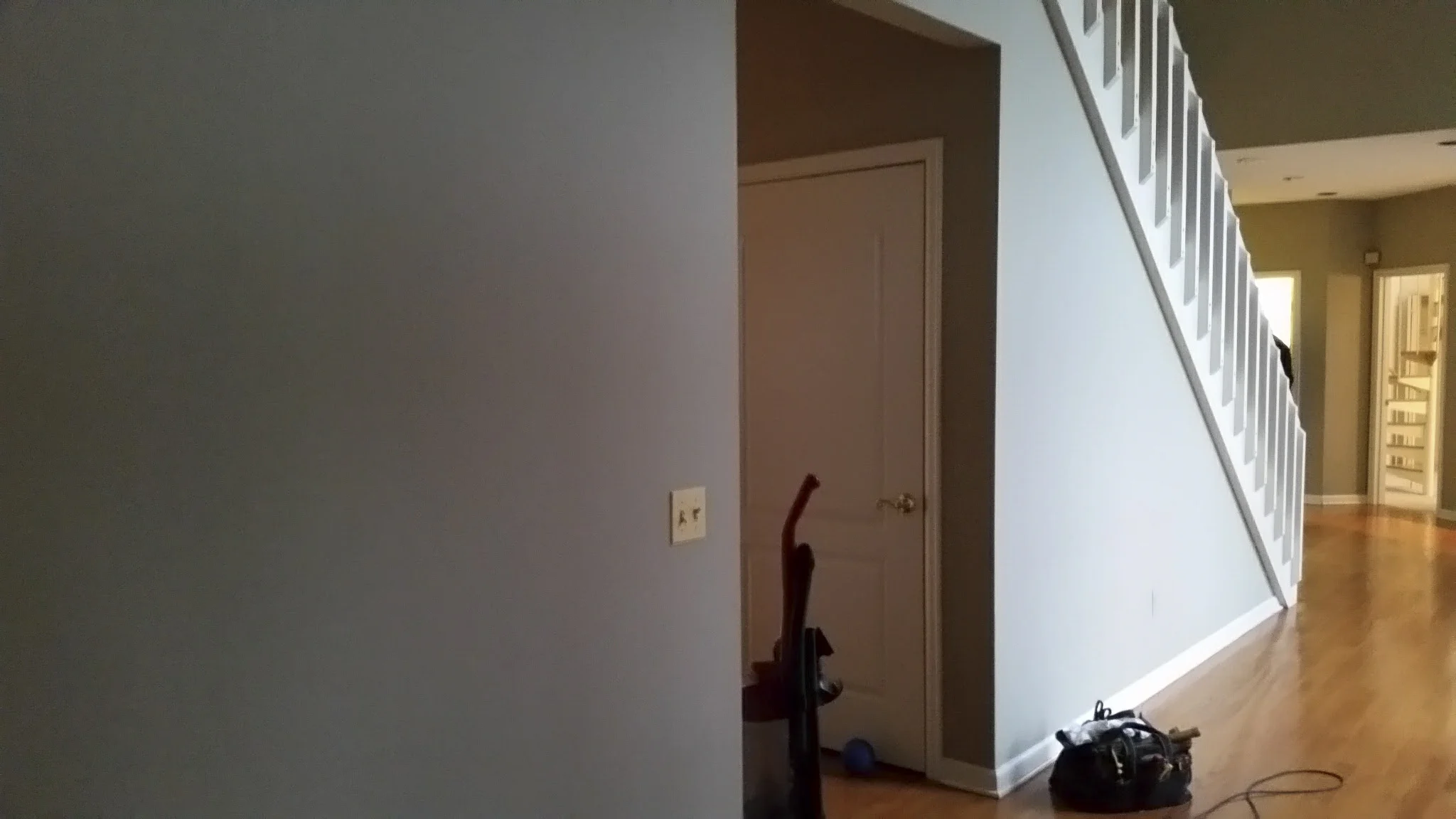 Existing cased opening and painted foyer.