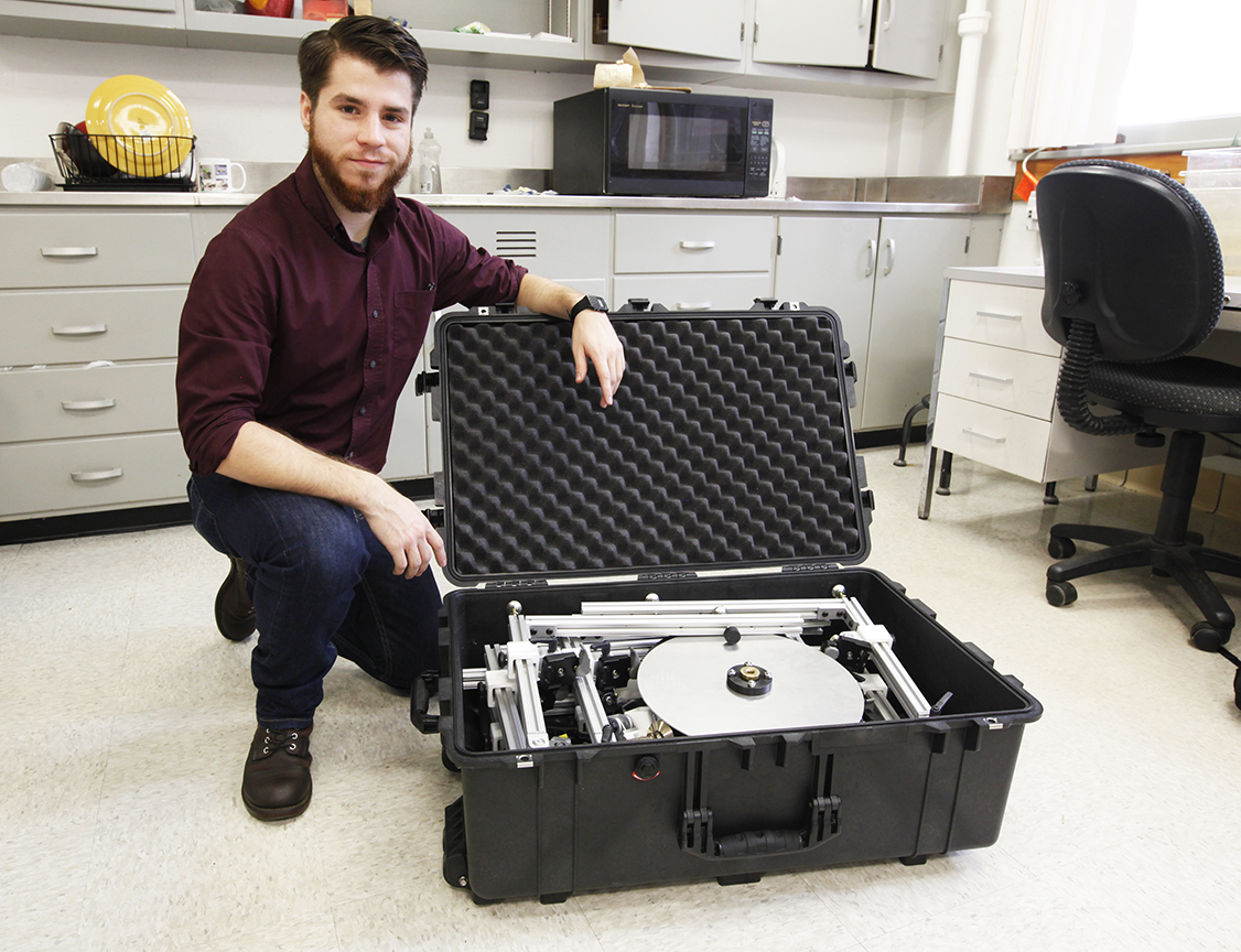 Lead Engineer Zac Corriveau with the portable Beastcam Technology
