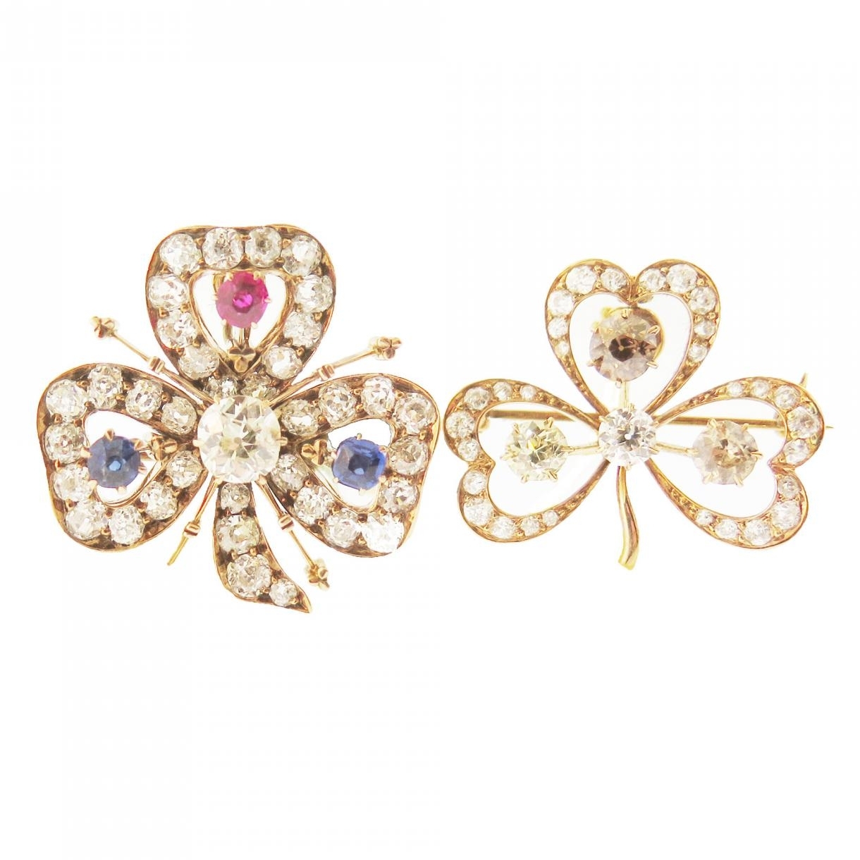 Gem Set Clover Pins