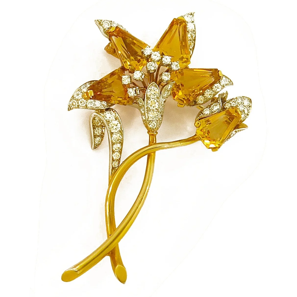1960s Citrine and Diamond Flower