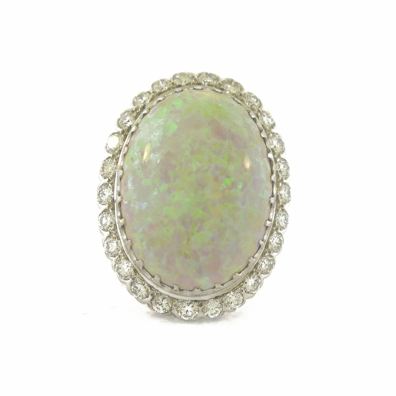 Opal and Diamond Cluster Cocktail Ring