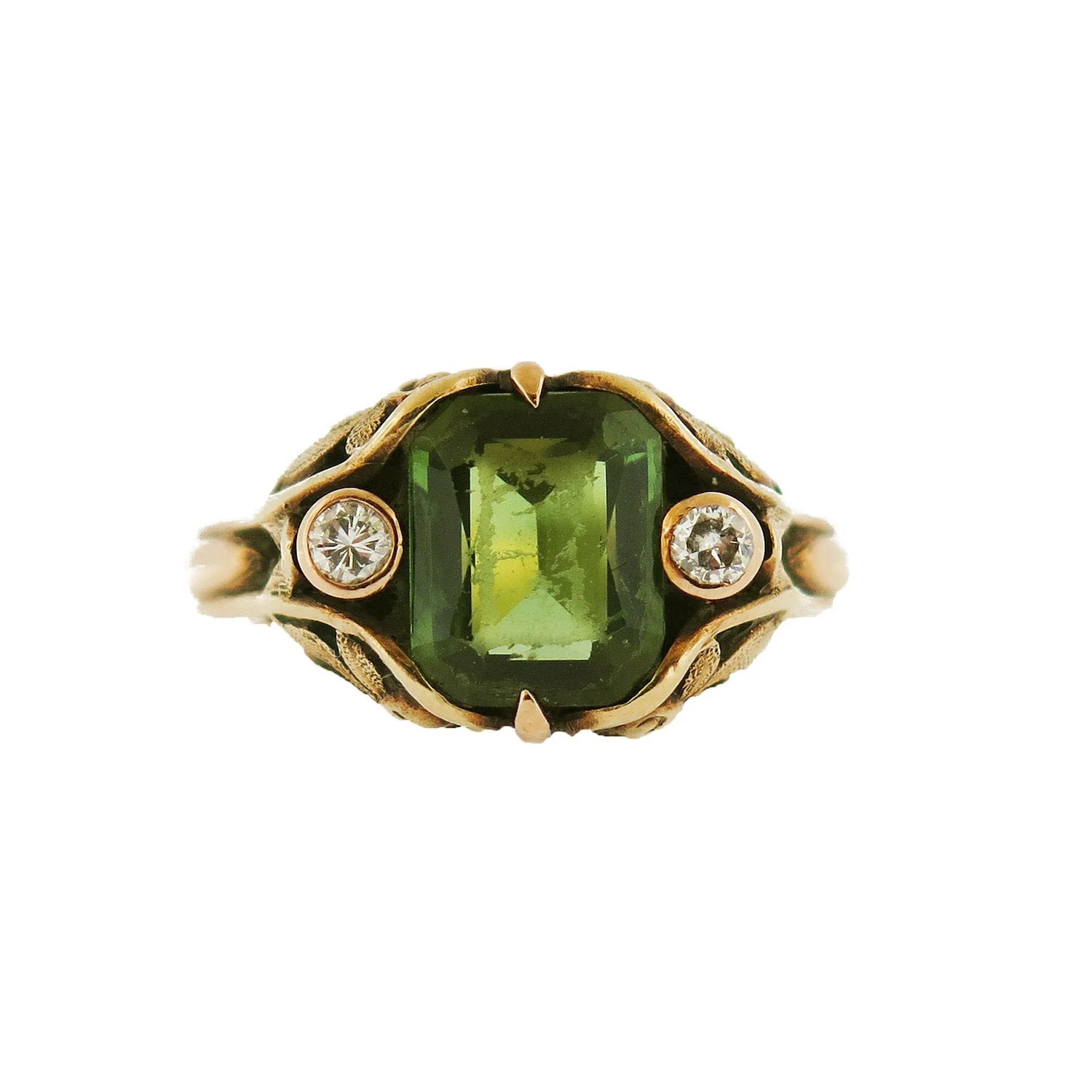 Art Nouveau Tourmaline and Diamond Ring