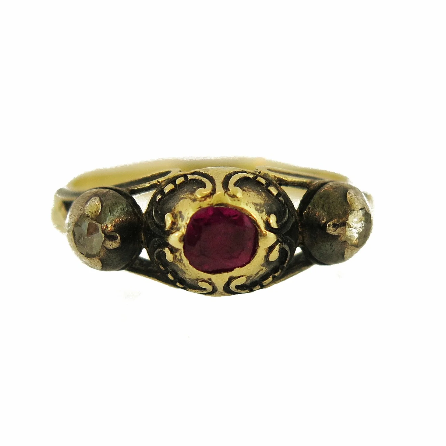 Georgian Ruby and Diamond Accent Ring
