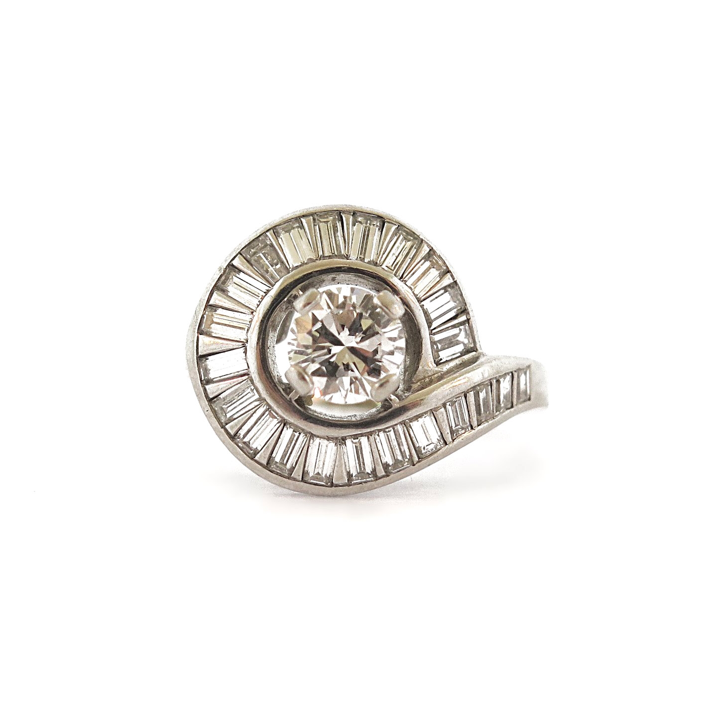 1950s Diamond Swirl Platinum Ring