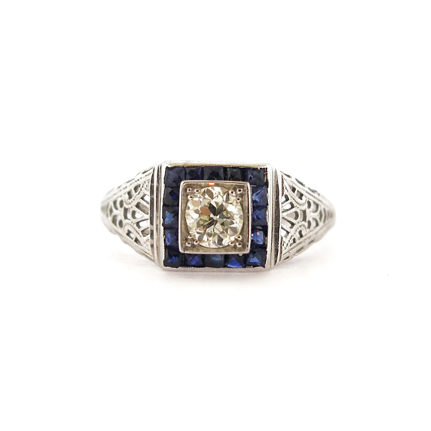 Diamond and Sapphire Accents Filigree Ring