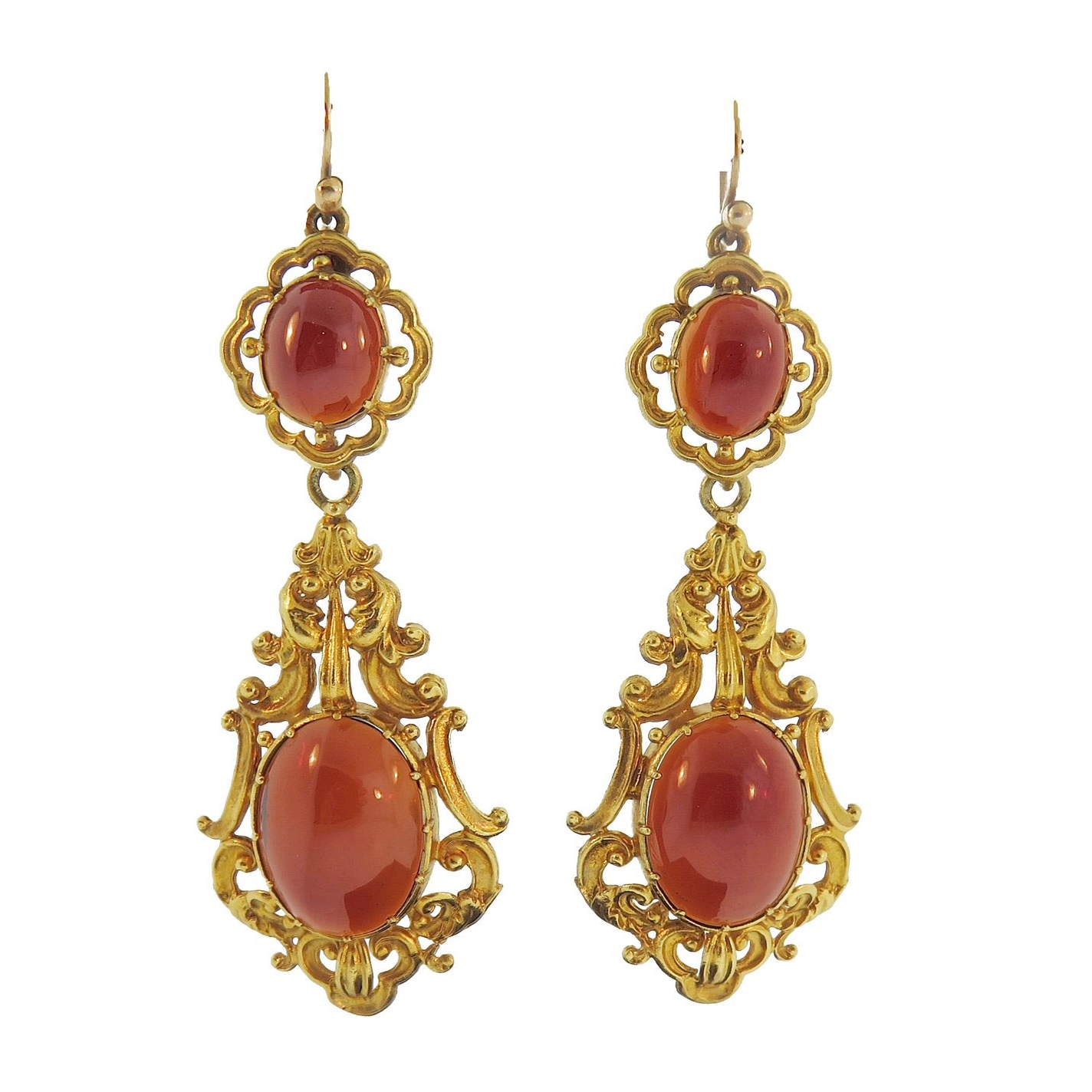 Antique Garnet and Gold Pendant Earrings