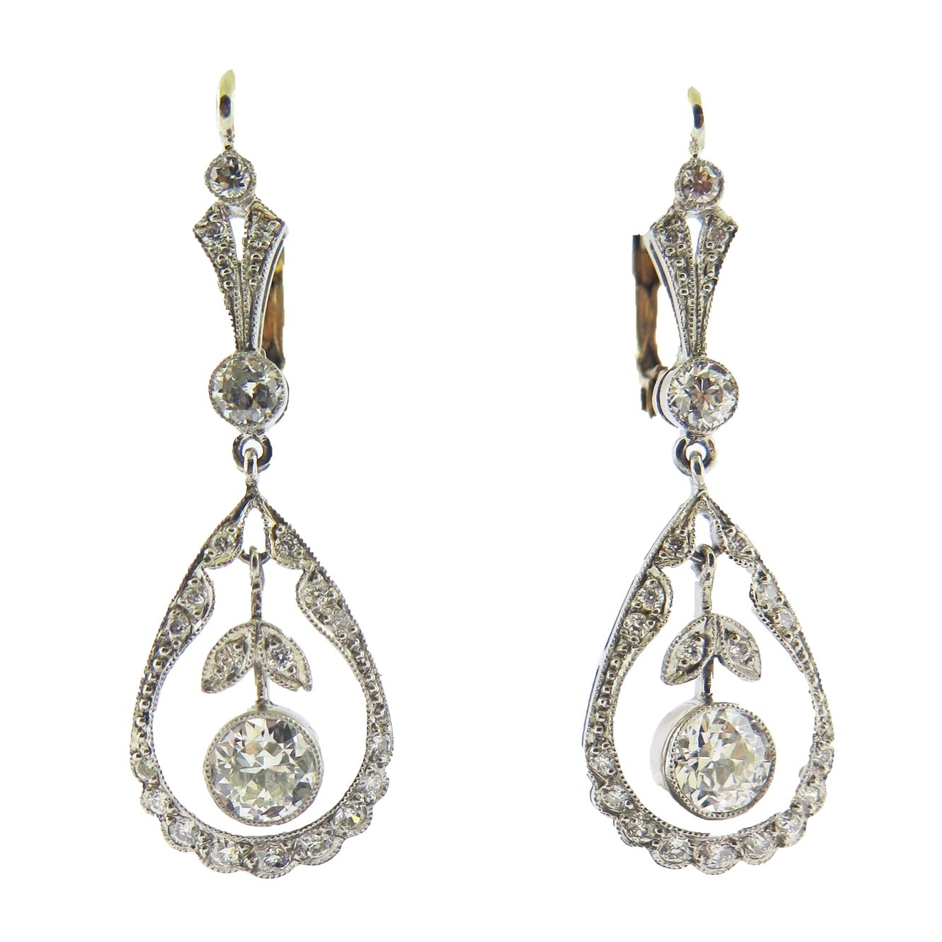 Diamond Open Work Drop Earrings