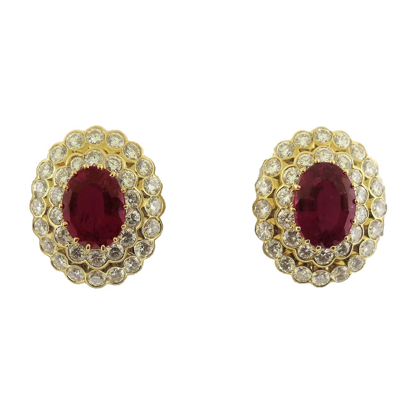 Van Cleef & Arpels Rubelite and Diamond Earrings