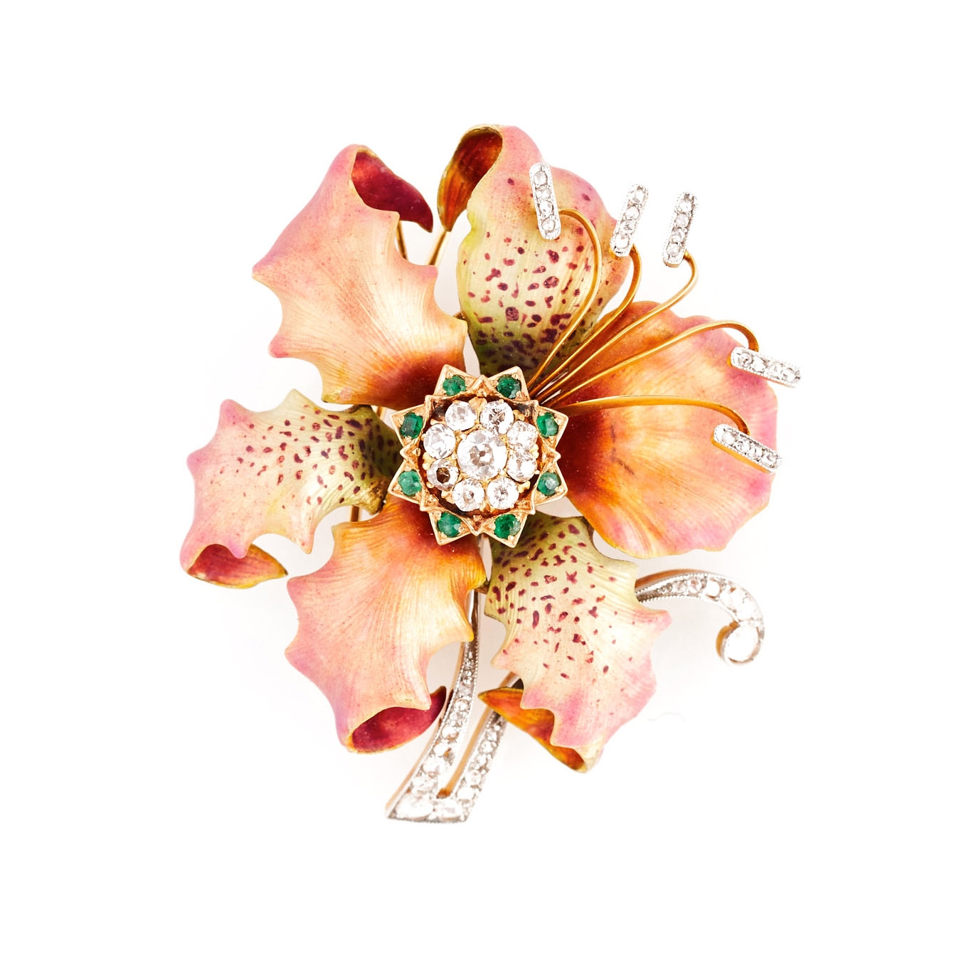 Mellerio Enamel and Diamond Brooch