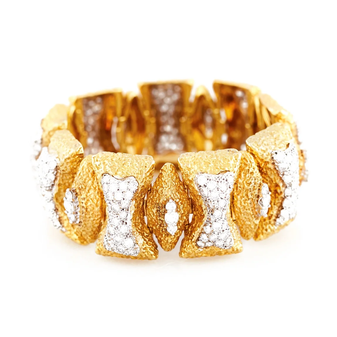Mid-Century Diamond and Gold Link Bracelet