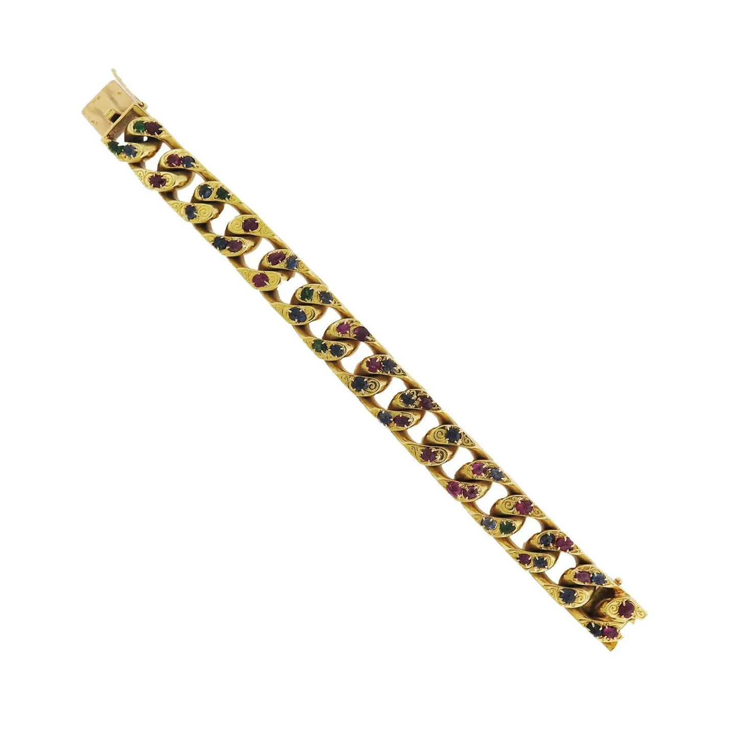Boucheron Carved Gemset Link Bracelet