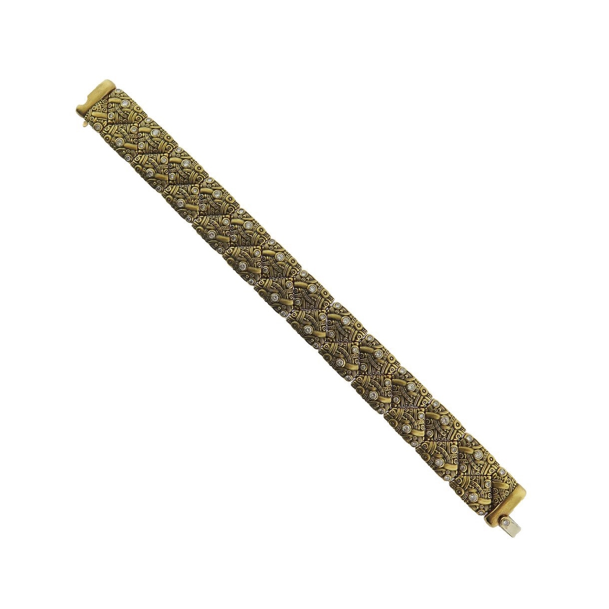 Alex Sepkus Textured Gold and Diamond Bracelet