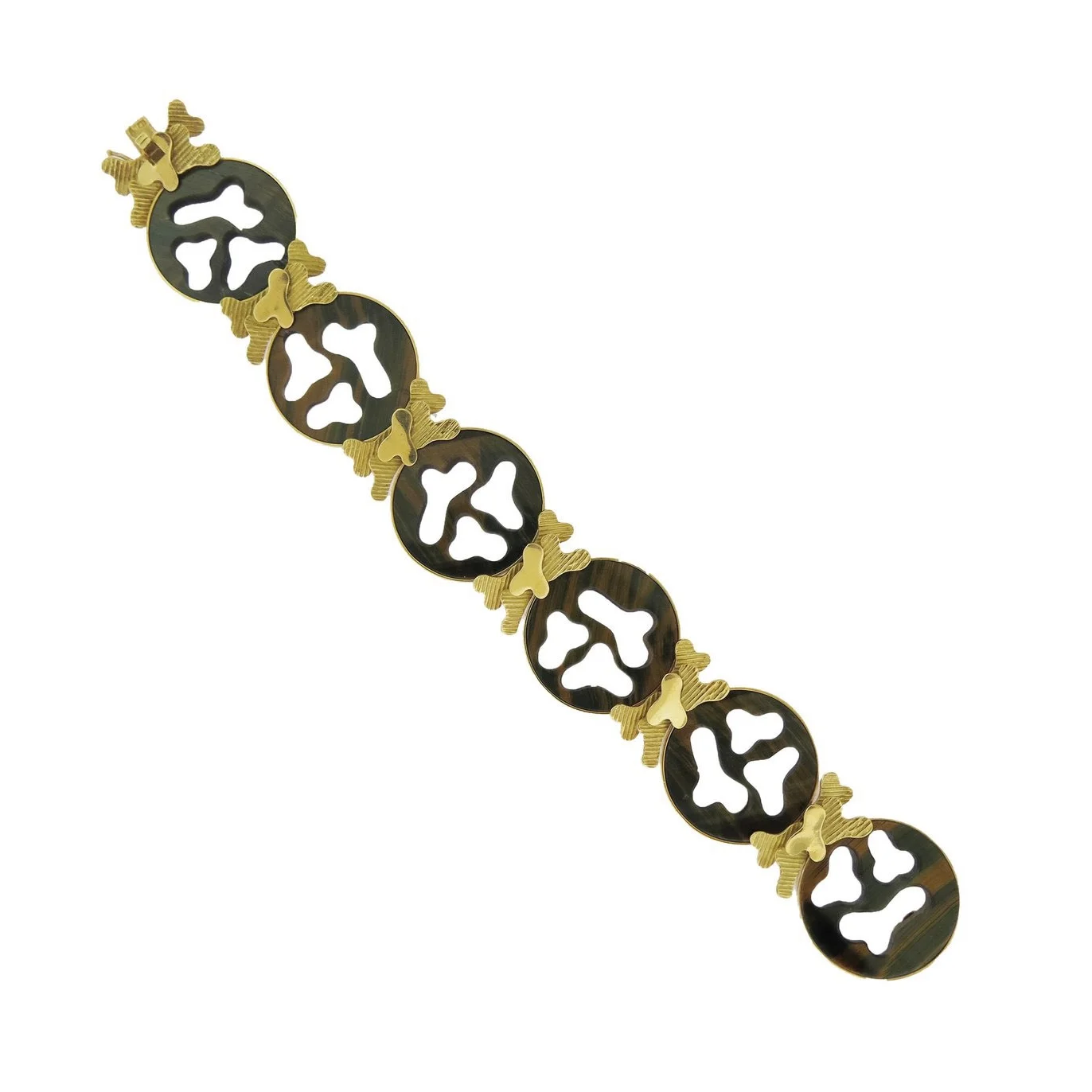 Wolfers Carved Tiger’s Eye Gold Bracelet