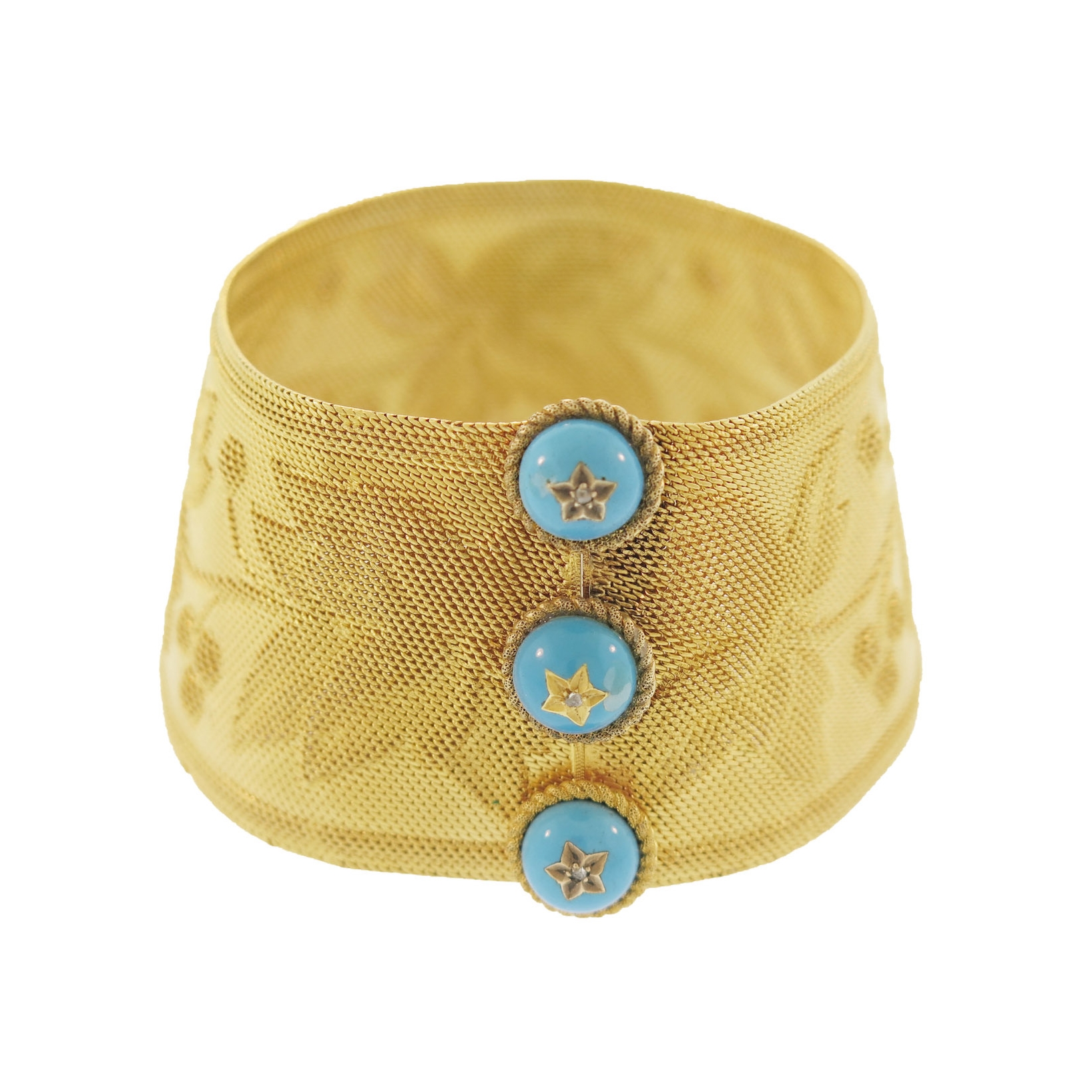 Russian Gold and Turquoise Cuff Bangle