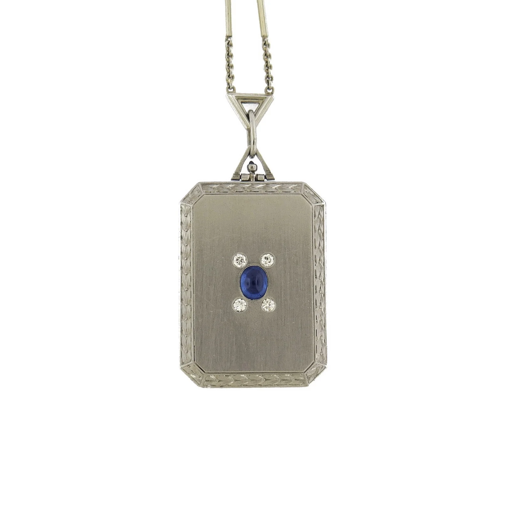 Art Deco Cabochon Sapphire & Diamond Locket