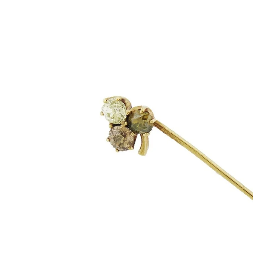 Diamond Three-Stone Clover Stick Pin