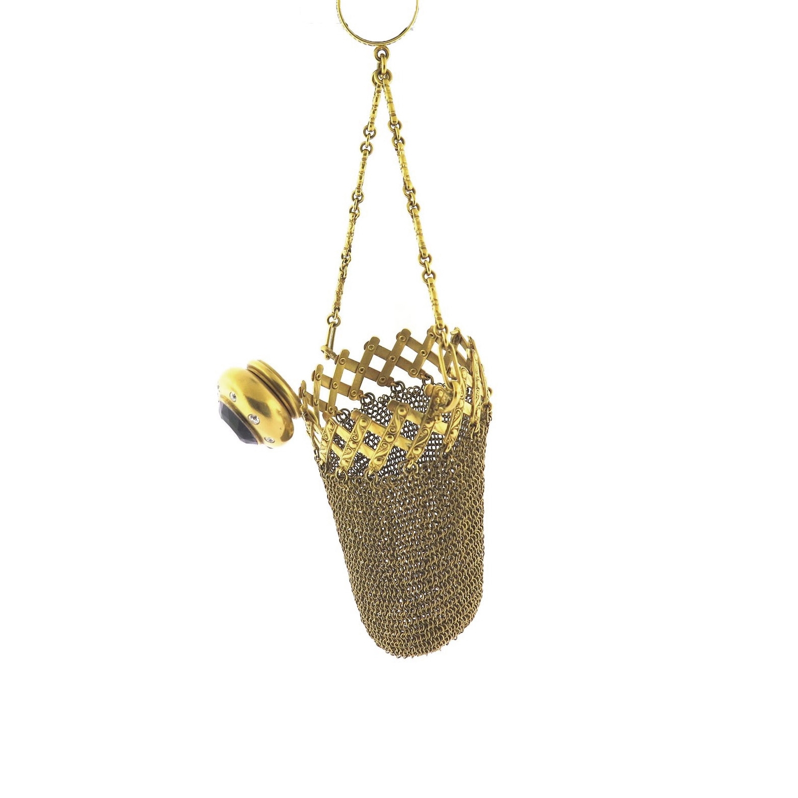Victorian Amethyst and Gold Mesh Reticule