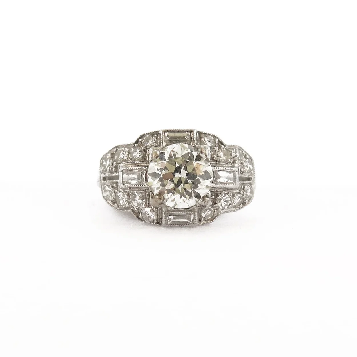 1.5 ct Diamond & Baguette Accent Ring