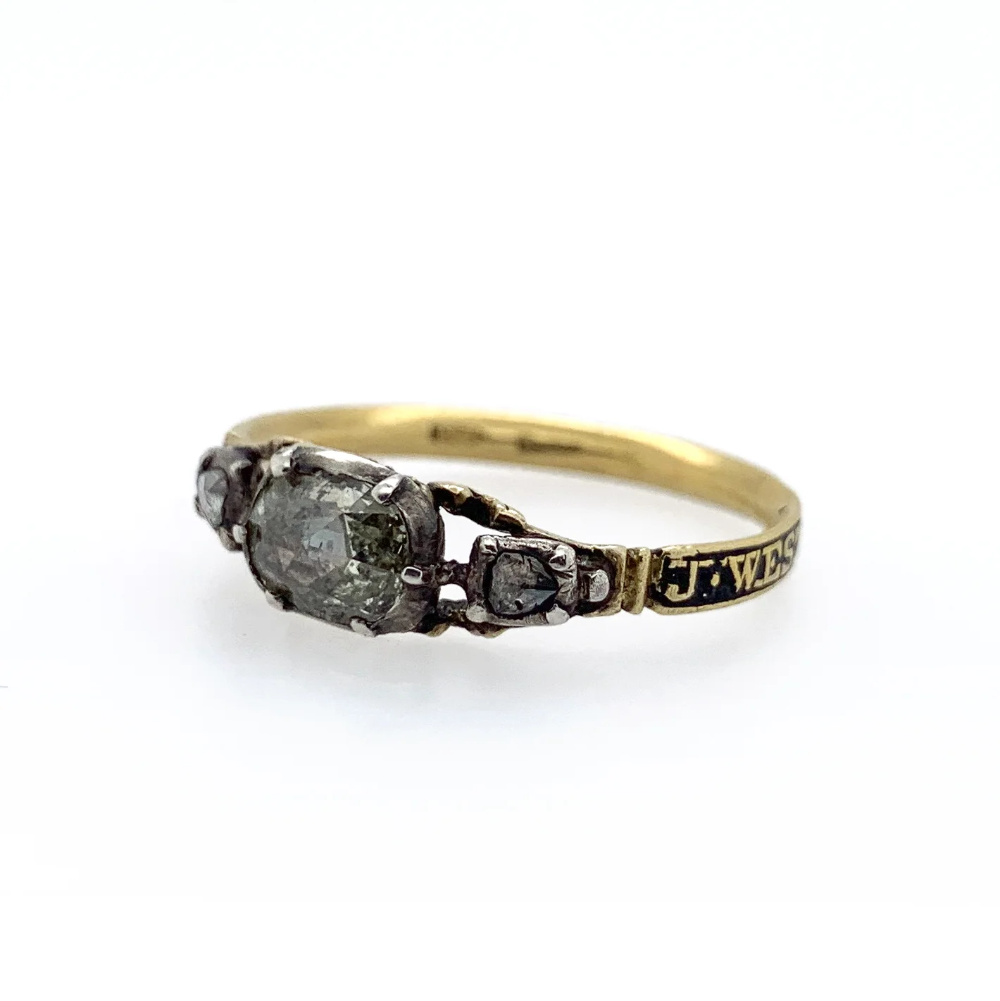 Victorian Mourning Ring with Rosecut Diamonds