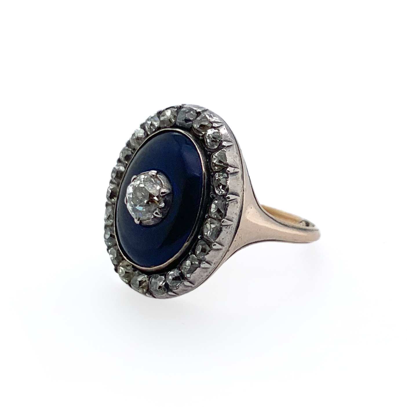 Georgian Blue Enamel & Diamond Ring