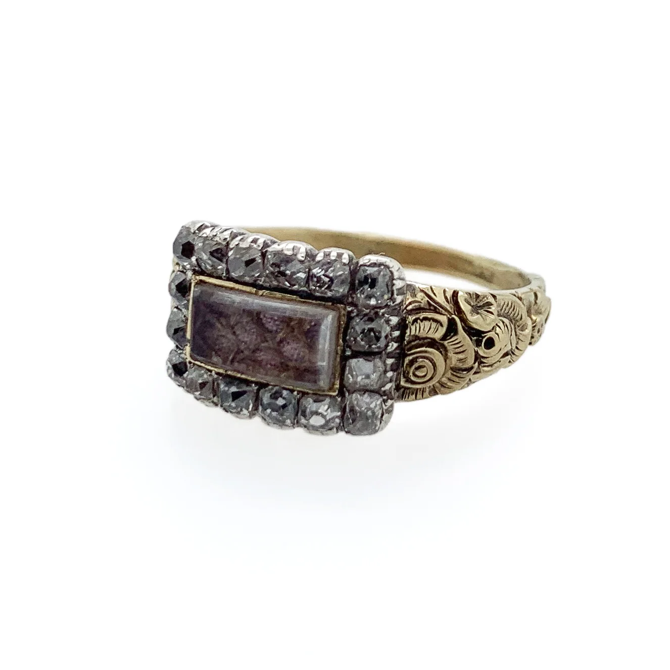 Georgian Mourning Ring with Old Mine Cuts