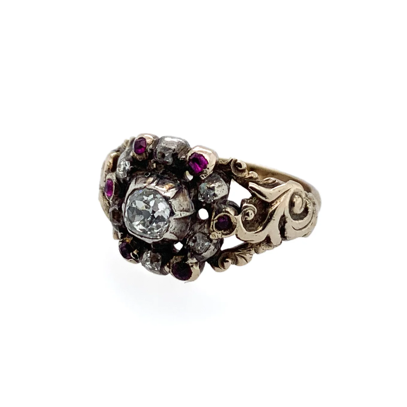 18th Century Diamond & Ruby Cluster